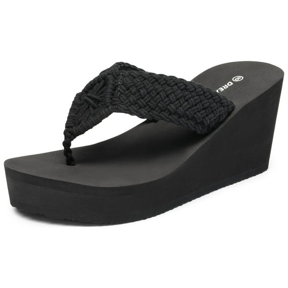 Dream Pairs Women's Platform Flip Flop Arch Support Comfortable Woven Strap Soft Cushion Wedge Flip Flops Summer Thong Sandals SDFF2333W