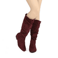 thumbnail image 1 of BURUDANI Women's Platform Knee High Boots Fashion Suede/Pu Flat Pull On Fall Weather Slouchy Knee High Boots Blvd Burgundy Size 5, 1 of 4