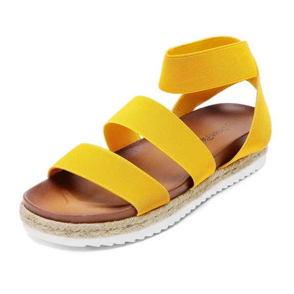 Dream Pairs Women's Platform Wedge Sandals JIMMIE MUSTARD/YELLOW Size 5.5