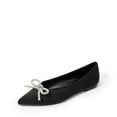 thumbnail image 1 of Dream Pairs Women’s Pointed-Toe Flats – Slip-On Rhinestone Bow Flats with Latex Insole, 1 of 7