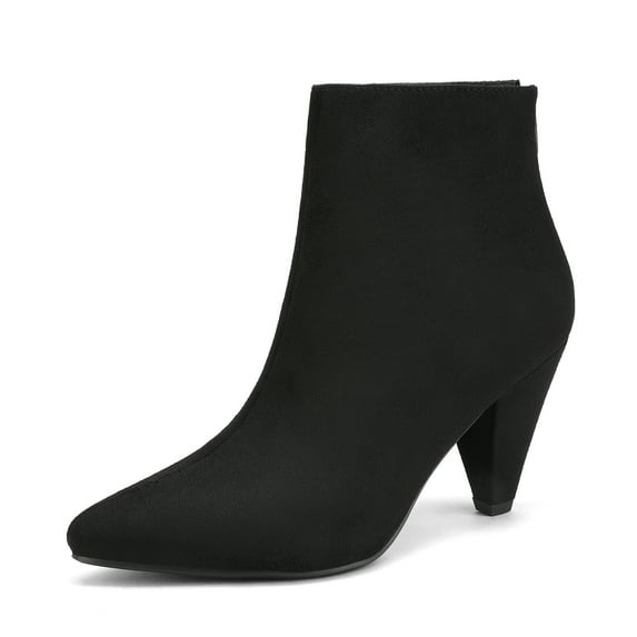 Dream Pairs Women's Pointed Toe Low Heel Suede/Pu Back Zipper Ankle Boots Kalila Black/Suede Size 5