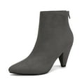 thumbnail image 1 of Dream Pairs Women's Pointed Toe Low Heel Suede/Pu Back Zipper Ankle Boots Kalila Light/Grey/Suede Size 11, 1 of 6