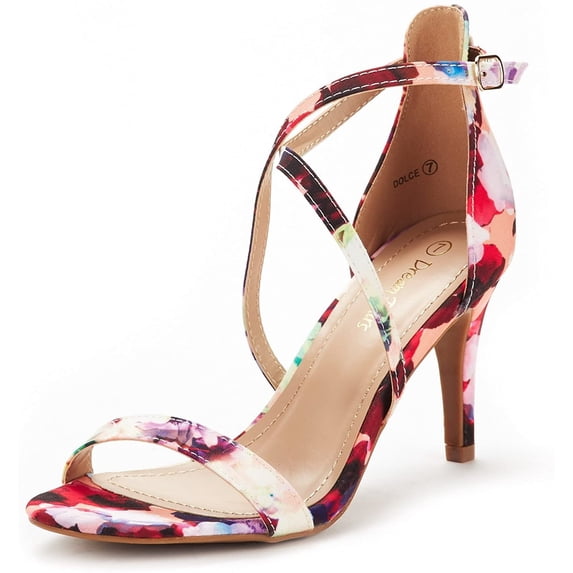 Dream Pairs Women's Pump Heel Sandals Stilettos Ankle Strap Open Toe Sandals Dolce Floral Size 6.5
