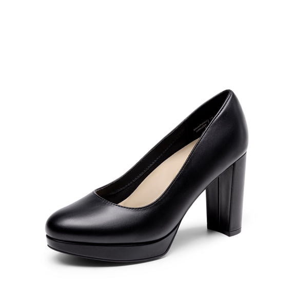 Dream Pairs Women's Pumps Closed Round Toe Chunky High Heels Platform Work Comfortable Dress Shoes for Women