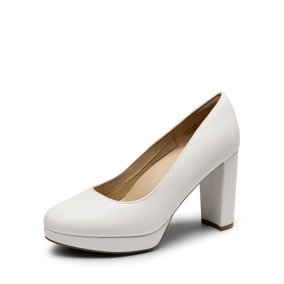 Dream Pairs Women's Pumps Closed Round Toe Chunky High Heels Platform Work Comfortable Dress Shoes for Women