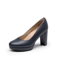 thumbnail image 1 of Dream Pairs Women's Pumps Closed Round Toe Chunky High Heels Platform Work Comfortable Dress Shoes for Women, 1 of 5
