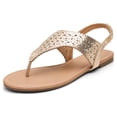 thumbnail image 1 of Dream Pairs Women's Rhinestone Casual Wear Cut Flat Sandals Beach Dressy T-Strap Thong Sandals Medinie, 1 of 5