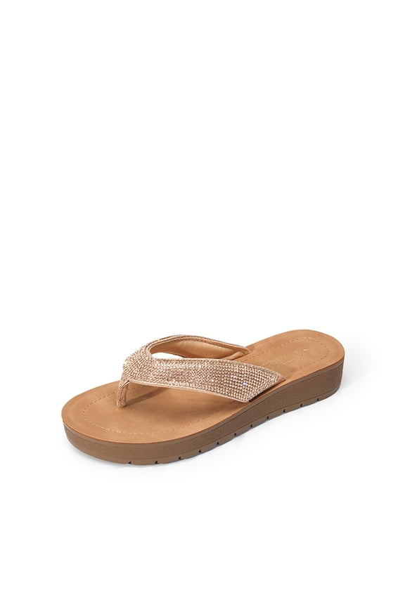 Women’s Rhinestone Flip-Flops – Arch Support Thong Sandals with Cushioned Footbed