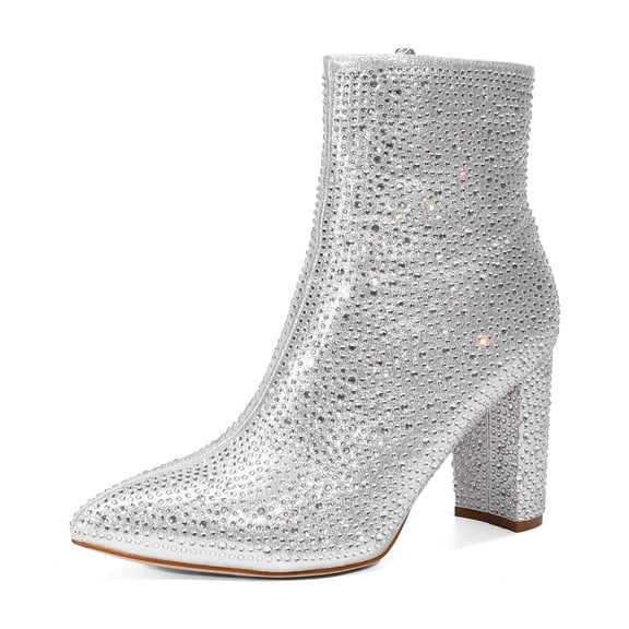 Dream Pairs Women's Short Ankle Booties with Pointed Toe and Chunky Heel