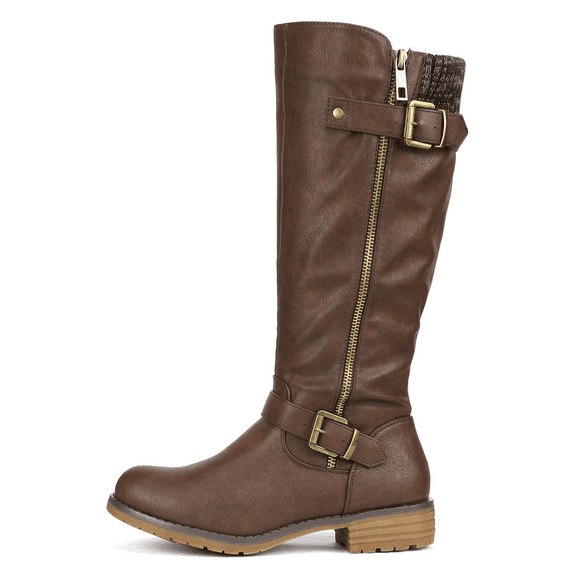 BURUDANI Women's Side Zipper Knee High Riding Boots