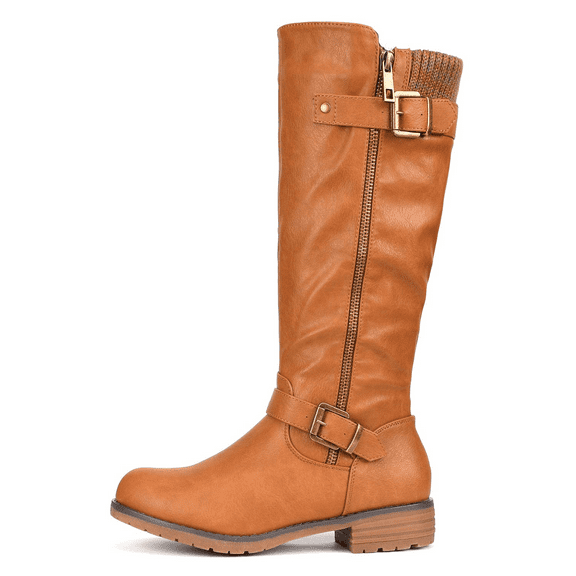 BURUDANI Women's Side Zipper Knee High Riding Boots