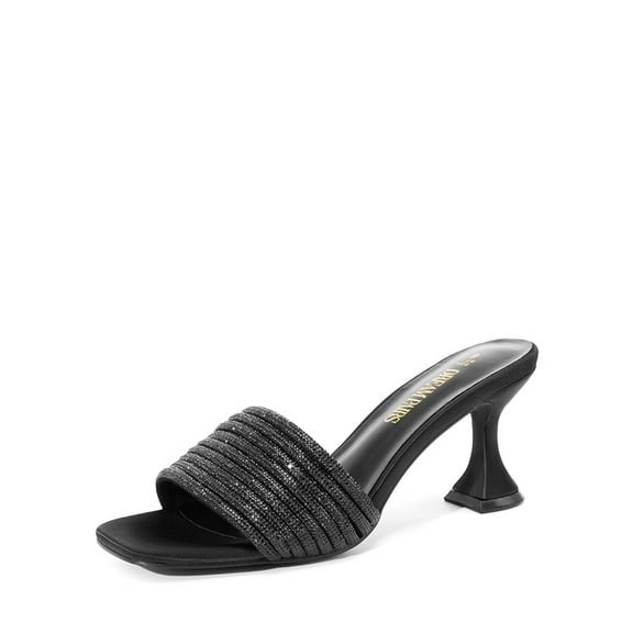 Dream Pairs Women's Square Open Toe Flared Heel Sandals