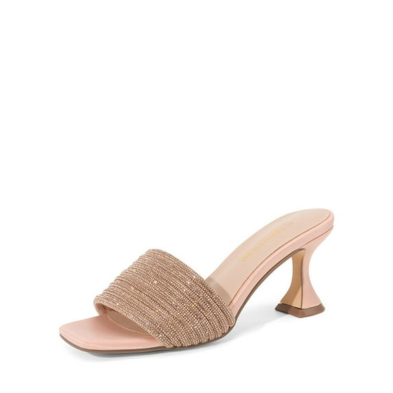 Dream Pairs Women's Square Open Toe Flared Heel Sandals