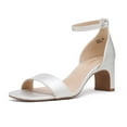 thumbnail image 1 of Dream Pairs Women's Square Toe Low Block Chunky Heel Sandals Open Toe Ankle Strap Dress Pump Shoes DHS214 SILVER Size 7, 1 of 5