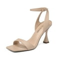 thumbnail image 1 of Dream Pairs Women's Square Toe Low Sexy Stiletto Heels Open Toe Ankle Strap Dress Wedding Sandals SDHS2226W NUDE/PU Size 5, 1 of 4