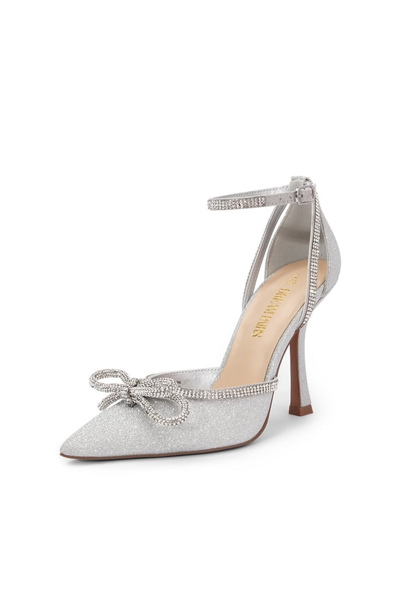 Women's Stiletto Rhinestone Heels Closed Toe Buckle Closure