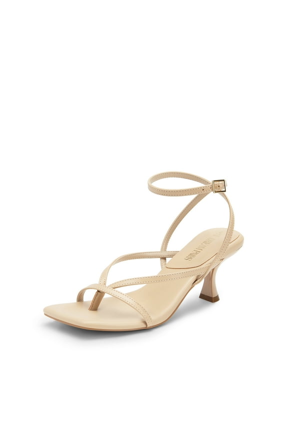 Dream Pairs Women's Strappy Kitten Heel Sandals with Square Toe and Comfortable Latex Insole