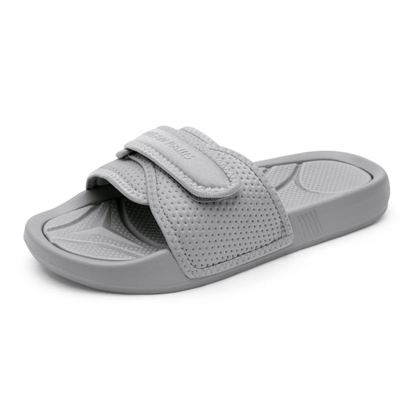 Dream Pairs Women's Summer Adjustable Athletic Slide Sandals Arch Support Slip on Open Toe Cute Lightweight Comfortable Flat Outdoor Indoor Sport Sandals SDSS2223W GREY Size 10
