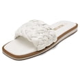 thumbnail image 1 of Dream Pairs Women's Summer Square Open Toe Slide Sandals Cute Slip on Braided Strap Rhinestone Flat Sandals SDSS2212W WHITE/WEAVE Size 8.5, 1 of 5