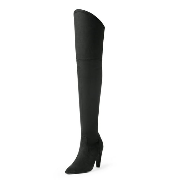 Dream Pairs Women's Over-the-Knee Heeled Boots Pointed-Toe Long Sexy