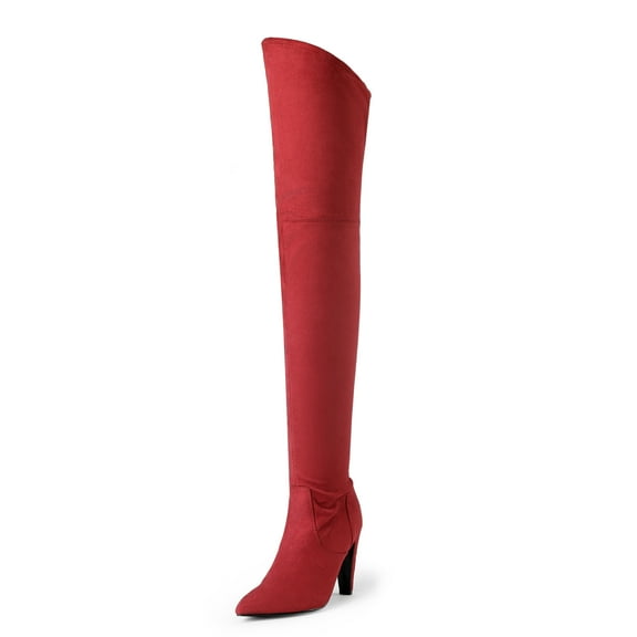 Dream Pairs Women's Over-the-Knee Heeled Boots Pointed-Toe Long Sexy