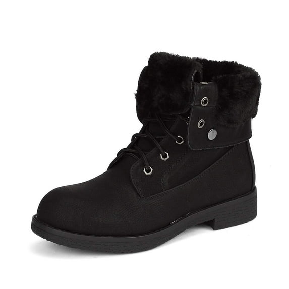 Dream Pairs Women's Warm Winter Montreal Faux Fur Ankle Boots Fold-Down 2 Style MONTREAL ALL/BLACK Size 8