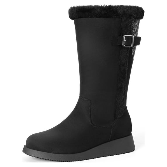 Dream Pairs Women's Winter Casual Snow Boots Wide Mid-Calf Fashion Warm Outdoor Boot DSB212 BLACK Size 7