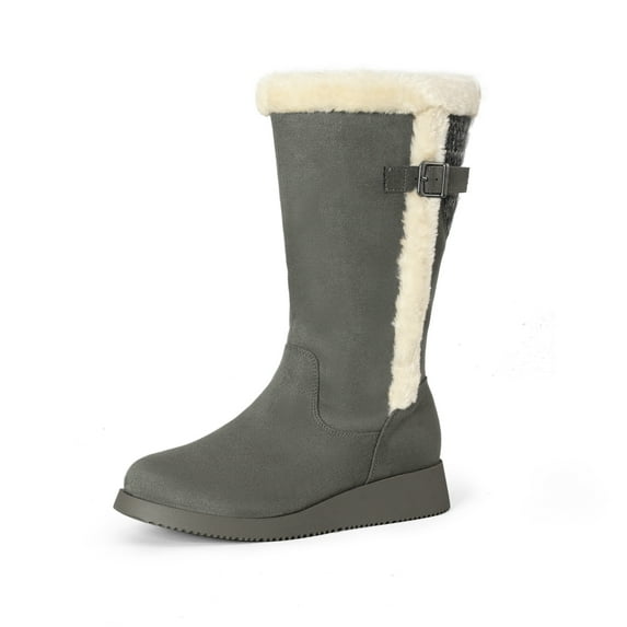 Dream Pairs Women's Winter Casual Snow Boots Wide Mid-Calf Fashion Warm Outdoor Boot DSB212 GREY Size 11