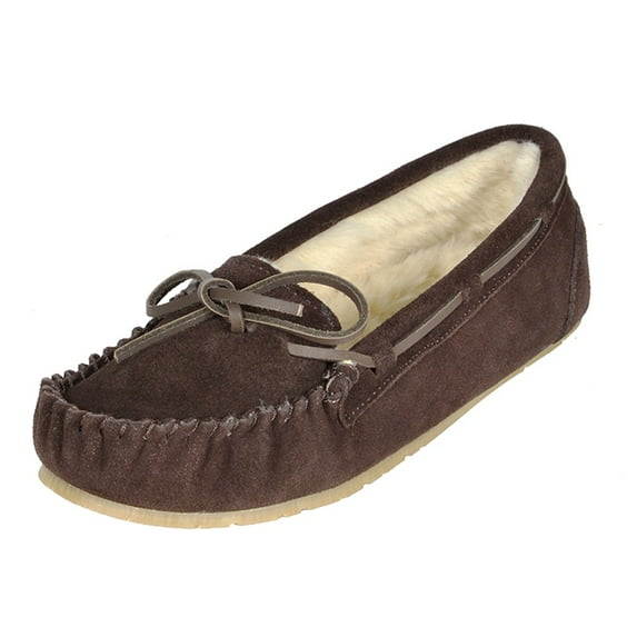 Dream Pairs Women's Winter Suede Moccasins Faux Fur Slip Comfort Outdoor/Indoor House Slippers Shozie-01 Brown Size 8