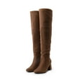 thumbnail image 1 of BURUDANI Women’s Winter Thigh High Over the Knee Fashion Chunky Heel Long Boots BROWN/SUEDE Size 6, 1 of 6