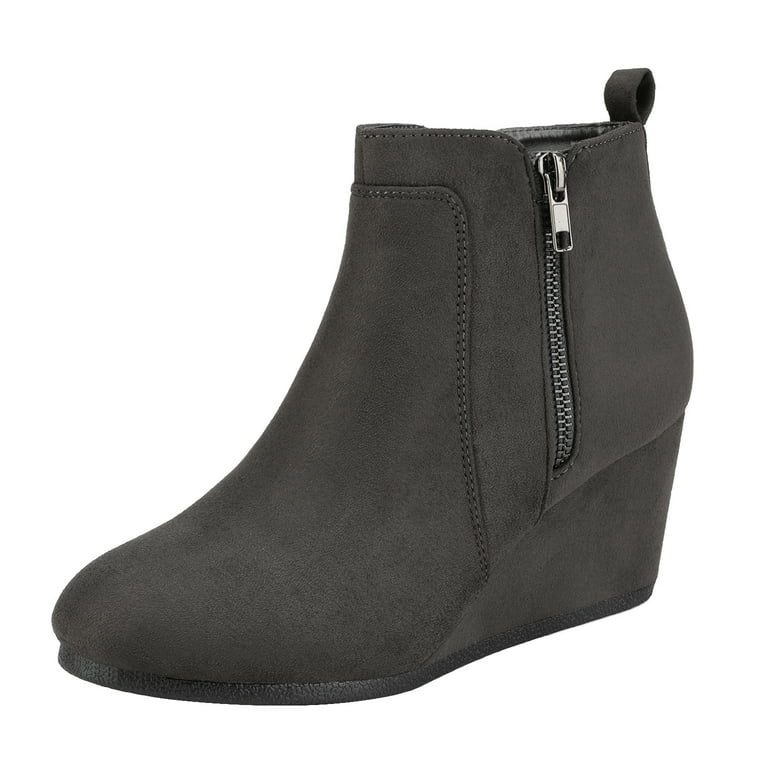 Grey wedge top ankle boots
