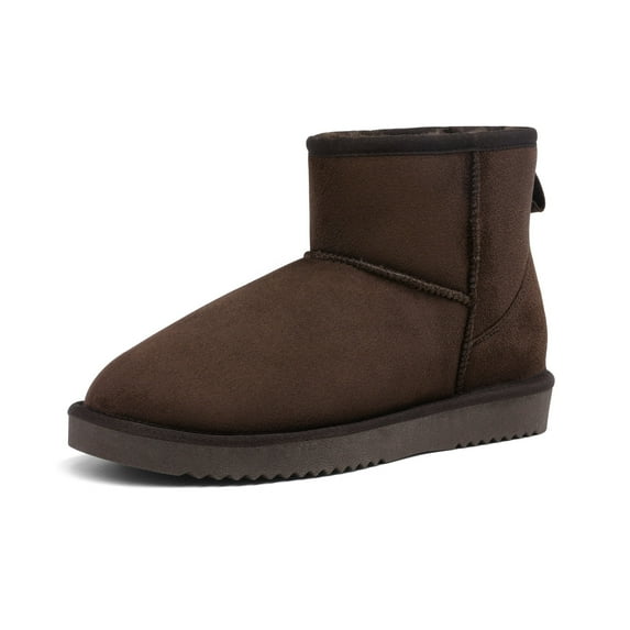 BURUDANI Women's Winter Warm Snow Boots Classic Slip On Ankle Snow Boots DSB214 BROWN Size 8