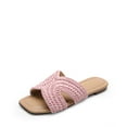 thumbnail image 1 of Dream Pairs Women’s Woven Raffia Slide Sandals – Summer Slip-On Flats with Square Toe ﻿, 1 of 7