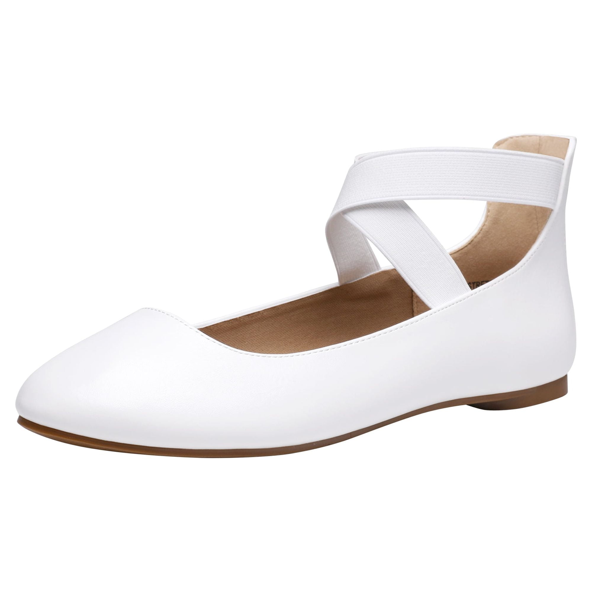 Women's Elastic Ankle Strap Ballet Flats White, Bangladesh Ubuy