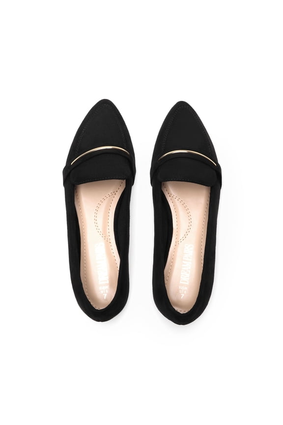 Womens Ballet Flats Ladies Slip On Pointy Toe Heels Working Dress Shoes BLACK Size 11