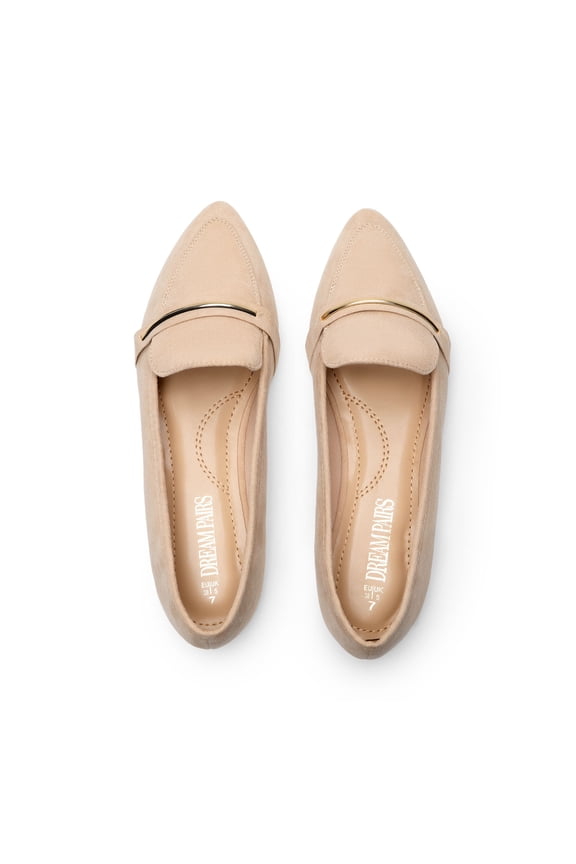 Womens Ballet Flats Ladies Slip On Pointy Toe Heels Working Dress Shoes NUDE Size 9.5