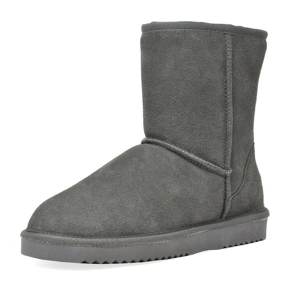 Dream Pairs Womens Faux Fur Mid Calf Sheepskin Insole Winter Ankle Snow Boots Us Shorty_New Grey Size 10
