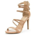 thumbnail image 1 of Dream Pairs Womens Heeled Strappy Sandals Dress Shoes Open Toe Ankle Back Zipper Sandals SHOW NUDE/PU Size 9.5, 1 of 7