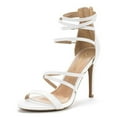 thumbnail image 1 of Dream Pairs Womens Heeled Strappy Sandals Dress Shoes Open Toe Ankle Back Zipper Sandals SHOW WHITE/PU Size 5.5, 1 of 7