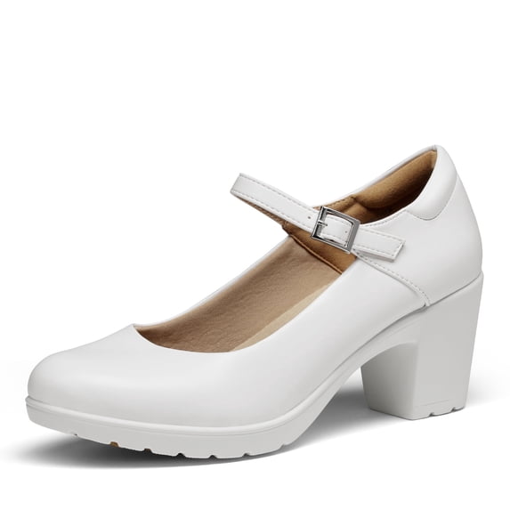 Dream Pairs Womens Low Block Heel Mary Janes Pump Shoes Arch Support Round Toe Slip On Dress Work Wedding Shoes