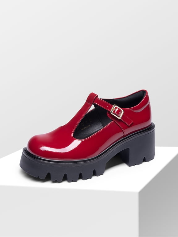 Women's T-Strap Mary Jane Pumps, Round Toe Chunky Block Heel Platform Dress Shoes for Work Wedding Party