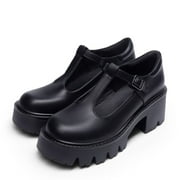 BURUDANI Womens Mary Jane Low Heel Chunky Pumps Non-Slip Platform Dress Shoes Round Toe