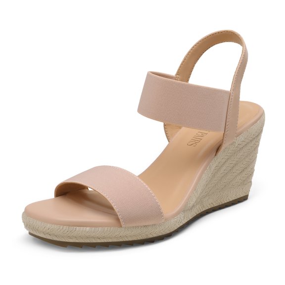 Dream Pairs Womens Open Toe Espadrilles Dressy Platform Sandals Slip On Elastic Ankle Strap Wedges Sandals Sdpw222W Blush Size 7