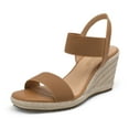 thumbnail image 1 of Dream Pairs Womens Open Toe Espadrilles Dressy Platform Sandals Slip On Elastic Ankle Strap Wedges Sandals Sdpw222W Camel Size 6.5, 1 of 4