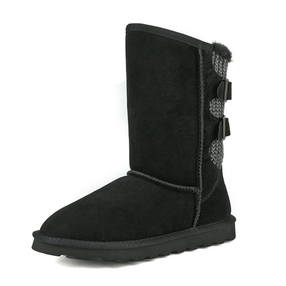 Dream Pairs Womens Snow Boots Fashion Winter Warm Mid Calf Boots Sweaty-Buckle Black Size 10