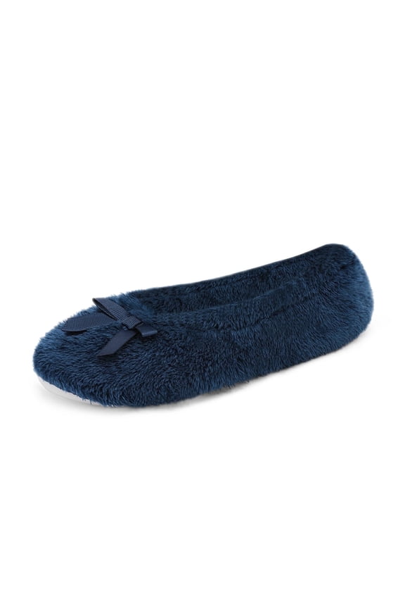Womens Soft Memory Foam Slippers Slip-on Ballerina Winter House Slippers Bedroom Fuzzy Slippers Shoes BALLERINA NAVY Size 10
