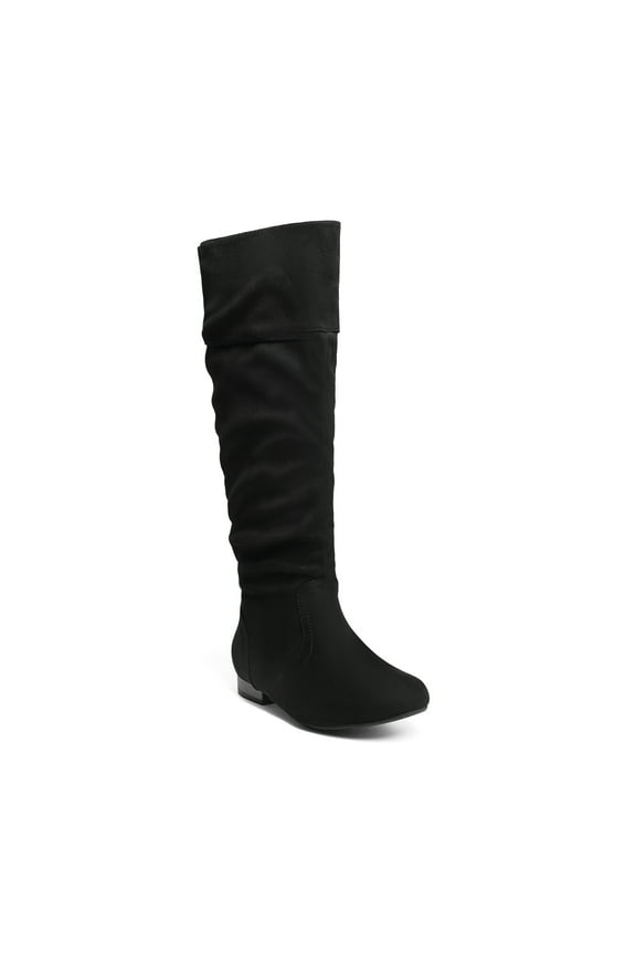 Womens Wide Calf Faux Fur Slouchy Low Heel Side Zip Knee High Boots Blvd-W Wide/Calf/Black Size 7.5