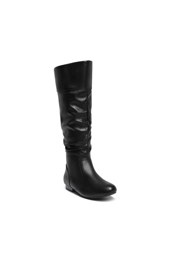 Womens Wide Calf Faux Fur Slouchy Low Heel Side Zip Knee High Boots Blvd-W Wide/Calf Winter Boots