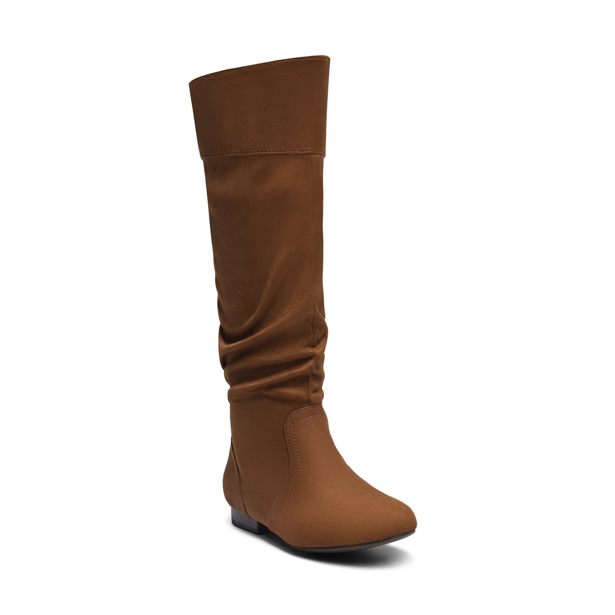 RF Room Of Fashion Women's Wide Calf Slouchy Knee High Boots - 2 3/4" Wood Heel, Taupe Suede, Size 9 Wide - View #3