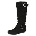 thumbnail image 1 of Dream Pairs Womens Wide-Calf Knee High Low Hidden Wedge Slouch Buckle Boots Ura Black/Suede Size 7.5, 1 of 5